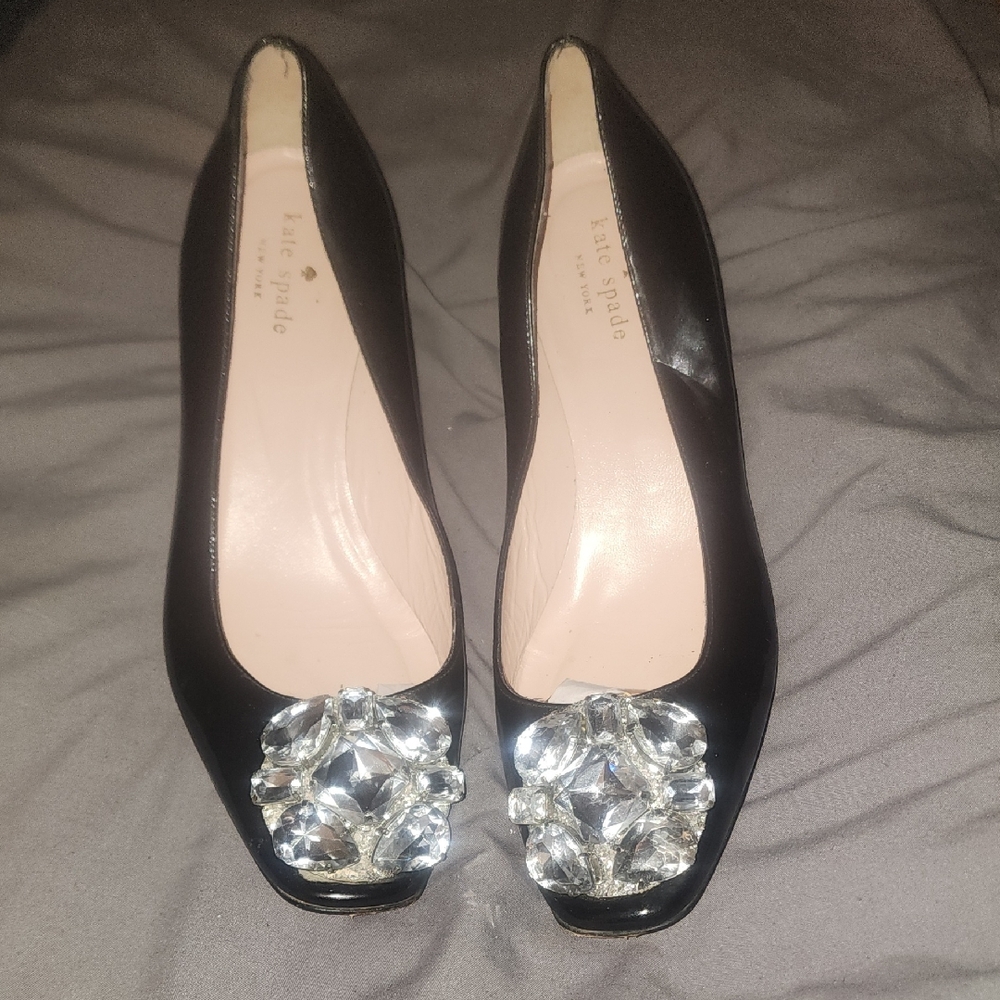 Kate Spade Black Pumps with Crystal Embellishment